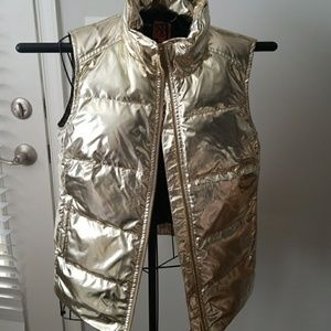 Tory Burch Gold Metallic Vest, Size 6